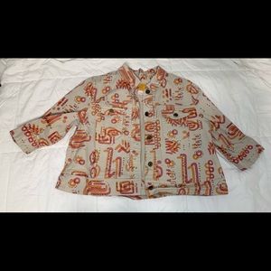 Vintage Ruby Rd. Beige jacket with orange and maroon design